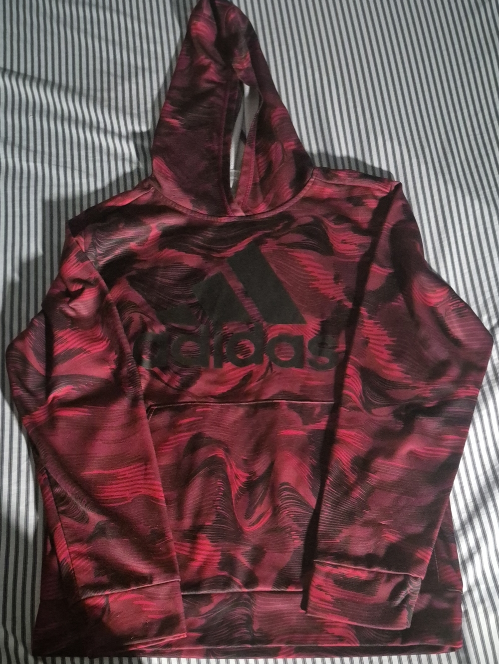 adidas Red and Black Swirl Kids Hoodie